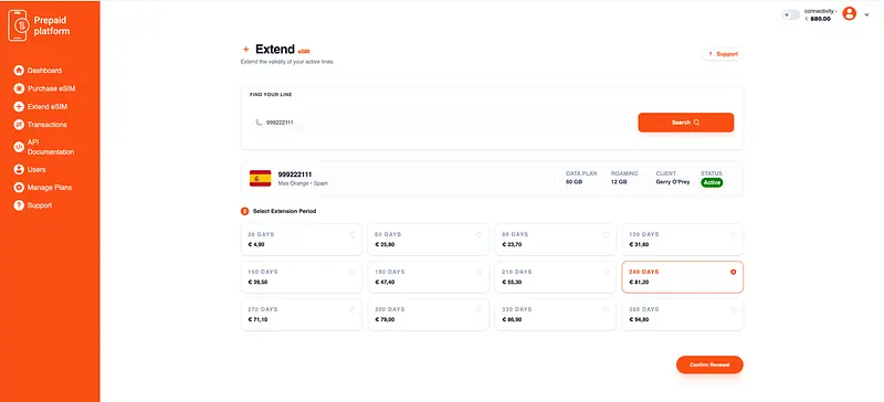 eSIM Prepaid Platform — captura