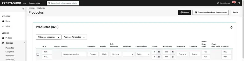 Módulo: Columnas de producto personalizadas en el back office (PS 8.x)